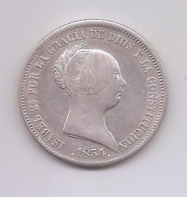 ESPAÑA ISABEL II DEL AÑO 1854 20 REALES